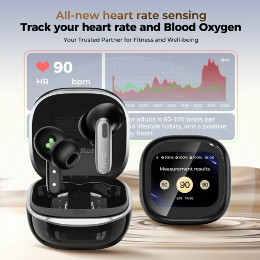 Bluetooth Earbuds with Heart Rate Monitoring and AI Translation for Extended Use - Image 2