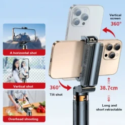 Alternative view of Portable Bluetooth Selfie Stick with Integrated Phone Holder for Easy Photo Capture
