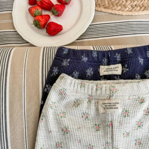 Cotton Floral Shorts for Baby Girls with High Waist Design - Image 5