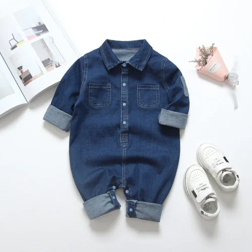 IENENS Baby Rompers Newborn Jumpsuits Clothes Denim One-pieces 0-18 Months Boy Girl Soft Suits Kids Clothes