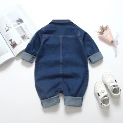 Alternative view of Baby Denim Jumpsuit One-Piece Soft Fabric for Infants 0-18 Months