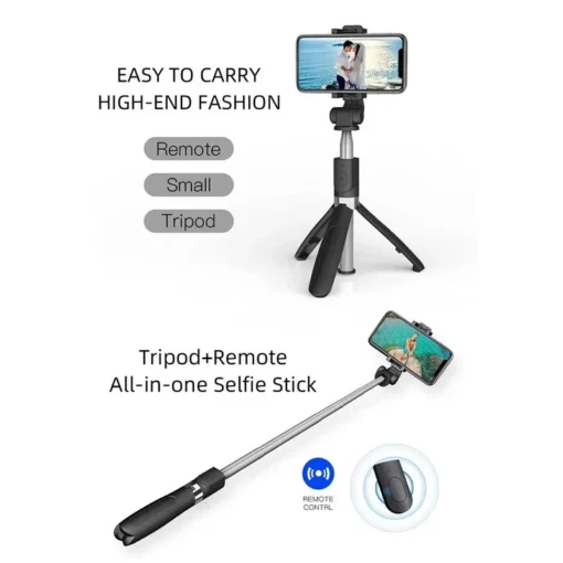 Bluetooth Selfie Stick Tripod with Phone Holder for Outdoor Travel 3 in 1 Use - Image 3