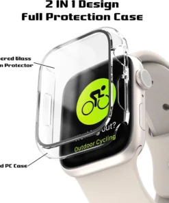 Alternative view of Tempered Glass+cover For Apple Watch 9 8 7 41mm 45mm 42mm 38mm PC bumper Screen Protector Case iWatch series 6 5 4 se 44mm 40mm