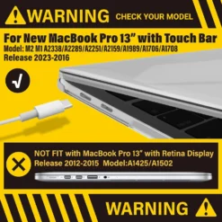 Alternative view of Protective Hard Case for MacBook Pro 13 Inch 2022-2016 Release M1 A2338 A2289 A2251 A2159 A1989 A1706 A1708 Crystal Clear Design