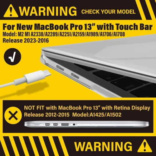 Alternative view of For MacBook Pro 13 inch Case 2022-2016 Release M1 A2338 A2289 A2251 A2159 A1989 A1706 A1708 Protective Hard Case Crystal Clear