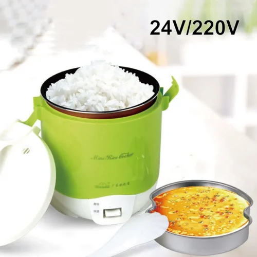 24V/1.6L Car Rice Cooker Multi-function Pot Heating Lunch Box Portable Electric Cook With Cigarette Lighter Suitable Truck/Home