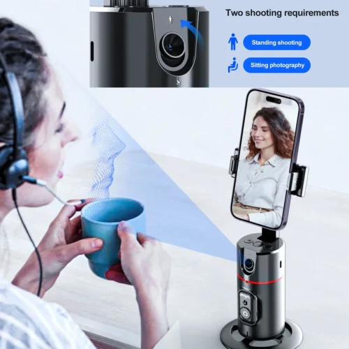 Alternative view of Phone Stabilizer Smart Facial Tracking with Removable Fill Light Phone Stand Wireless Selfie Stick Tripod for Live Streaming New