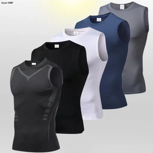 Men's Sleeveless Quick-Drying Compression Vest for Running and Training - Image 4