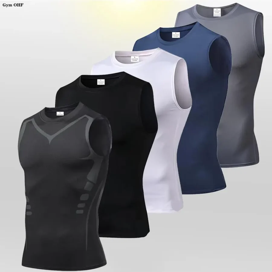 Men Quick Dry Running T-Shirts Compression Vest Sleeveless Quick-Drying Jersey Training Shirt Gym Mens Tank Top - Image 4