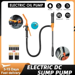Portable Electric Fuel Transfer Pump with Hose for 12V Battery Use