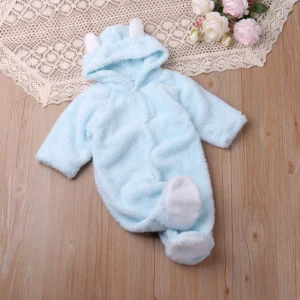 Toddler Cartoon Long Sleeve Romper with Bear Print for Baby Boys and Girls