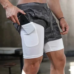 Alternative view of 2 In 1 Camo Running Shorts Quick Dry Workout Training Shorts for Men