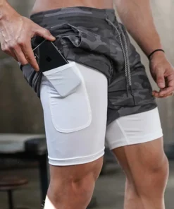 Alternative view of Camo Running Shorts Men Gym Sports Shorts 2 In 1 Quick Dry Workout Training Gym Fitness Jogging Short Pants Summer Men Shorts