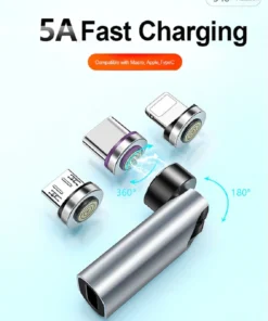 540° Degree Rotating Magnetic Wire Fast Charging PD 5A Adapter For Mobile Phone Accessories Type-C Data Transfer Cable Connector