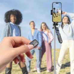 Alternative view of Selfie Stick Tripod with Fill Light and Bluetooth Remote for Mobile Phones, 1708mm Long Monopod, 360° Rotation