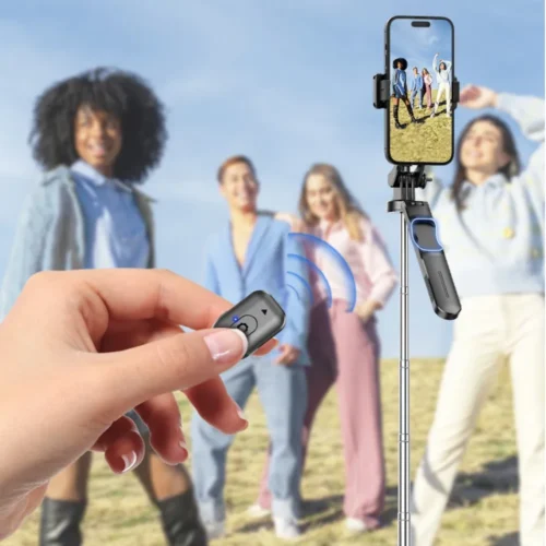 Alternative view of MEUYAG Selfie Stick Tripod with 1708mm Long Monopod Fill Light, Bluetooth Remote, 360° Rotation, 1/4 Interface, for mobile phone