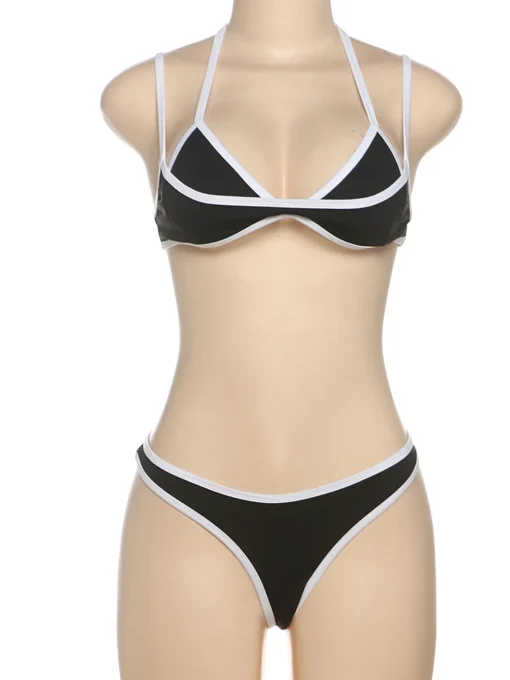 Women's Halter Bra Top and Skinny Panties Set with White Border for Summer Wear - Image 6