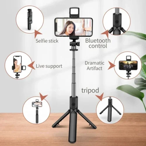 Alternative view of 3In1 Bluetooth Wireless Selfie Tripod With Fill Light Shutter Remote Control Portable Foldable Monopod For iPhone Smart Phone
