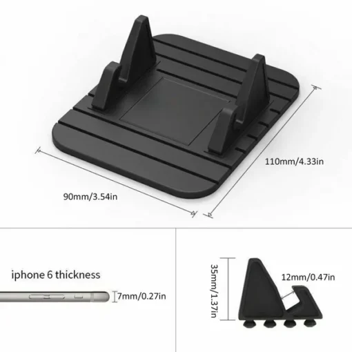 Silicone Anti-Slip Phone Holder Mat for Secure Dashboard Mounting - Image 3