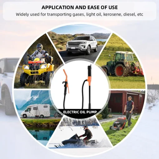 Portable Electric Fuel Transfer Pump with Hose for 12V Battery Use - Image 6