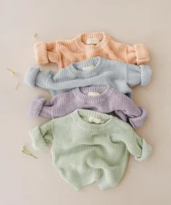 Alternative view of 0-6T Newborn Baby Sweater Kid Boy Girl Winter Clothes Warm Thick Knit Pullover Top Infant Long Sleeve Basic Knitwear Outfit