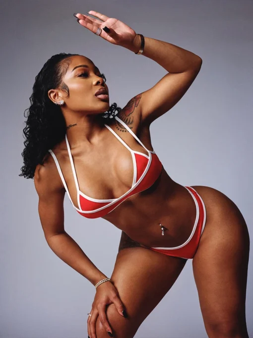 Women's Halter Bra Top and Skinny Panties Set with White Border for Summer Wear - Image 5