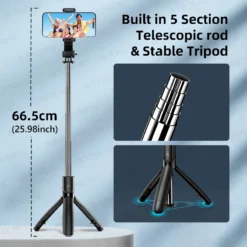 Alternative view of Selfie Stick Tripod with Wireless Remote for Smartphones and Adjustable Height
