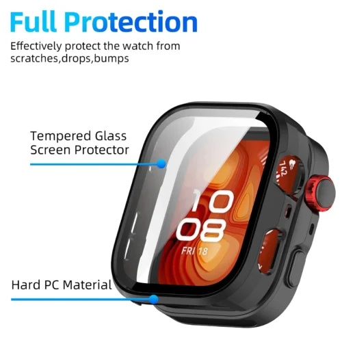 Alternative view of Glass+Case for Huawei Watch Fit 4/4 Pro Tempered Glass Screen Protector & Hard PC Protective Bumper for Huawei Fit4 Accessories