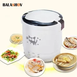 Electric Mini Rice Cooker Portable Multi-Cooker for Home and Vehicle Use 12V 24V 220V