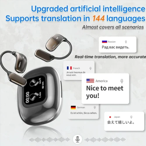 Alternative view of UYUXIO AI Translating Earphone OWS Real Time Translation Earbuds with 144 Languages Ear Buds with LCD Touch Screen Headphone
