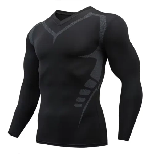 Alternative view of Men's T-shirt Men Running Sport T Shirt Men Compression Fitness Tops Tee Quick DryTight Training Gym Sport Running Shirts Jersey
