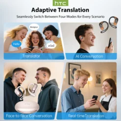 Alternative view of Bluetooth V6.0 AI Translation Earphones with Microphone - Comfortable Ultra-light Sports Headphones