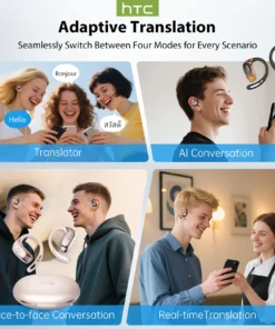 Alternative view of HTC NE35 Bluetooth V6.0 AI Translation Earphones OWS Sport Headphone Comfortable Ultra-light Earhook Wireless Headphone with Mic