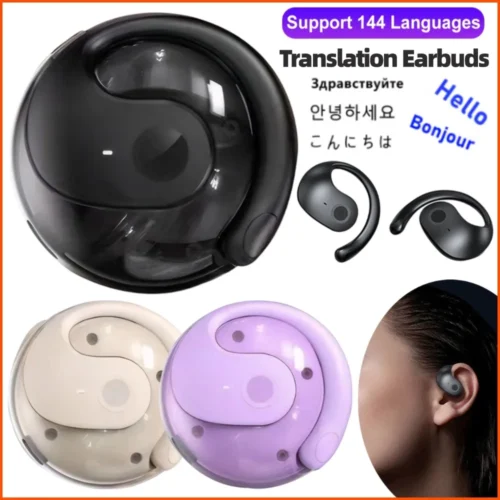 Wireless BT AI Real-time Voice Translation Earphones 144 Languages Smart Ear Headphone Translator for Business Travel Learning