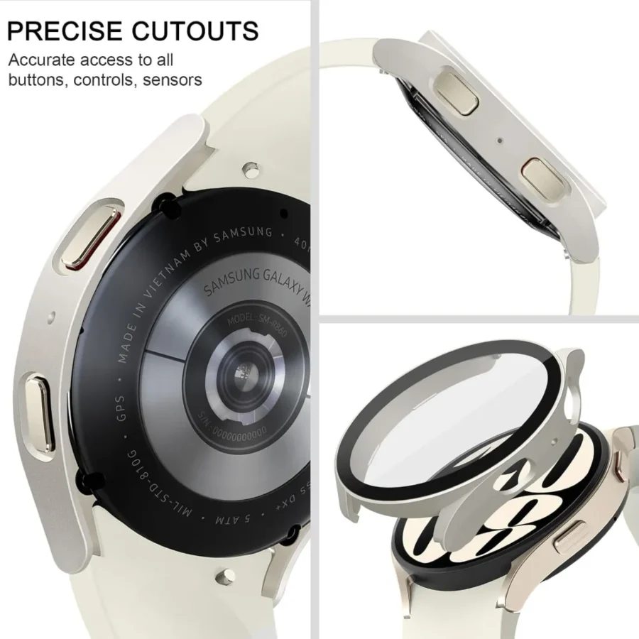 Matte Hard PC Case with Tempered Glass Screen Protector for Samsung Galaxy Watch 7 6 5 4 40mm 44mm Full Protective Cover Bumper - Image 3