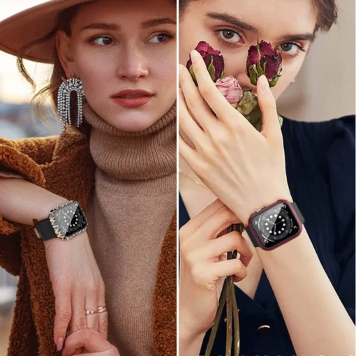 Tempered Glass Screen Protector with PC Bumper for Apple Watch Series 4-9 - Image 6