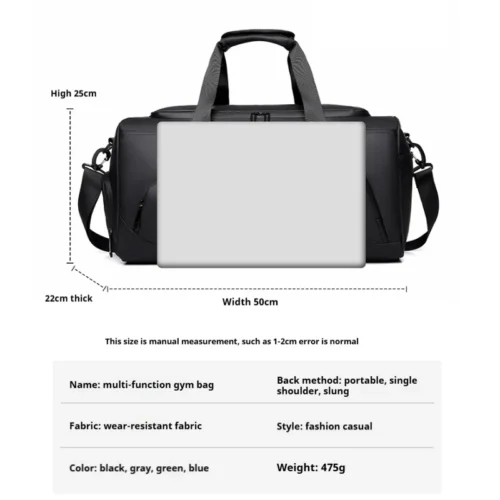 Alternative view of Sports Gym Bag, Large Capacity Handbag,Portable Travel Duffel Bag, Multi-compartment with Shoes Storage,Perfect for Vacation,Gym