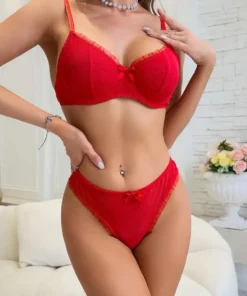 Sexy White Ruffle Lingerie 2Pcs Sets Mesh Perspective Bow Patchwork Bras Panties Set Ultrathin Intimate Erotic Bikini Sexy AR4A