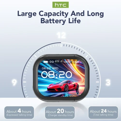 Alternative view of [Ultra HD Screen] HTC NE20 Earphones Bluetooth V6 TWS Sports Wireless Headphones AI Translator Earbud In-Ear Noise Reduction Mic