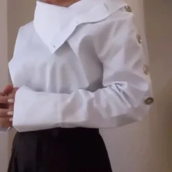 Alternative view of Casual Long-Sleeve Button Blouse in Chic White for Women