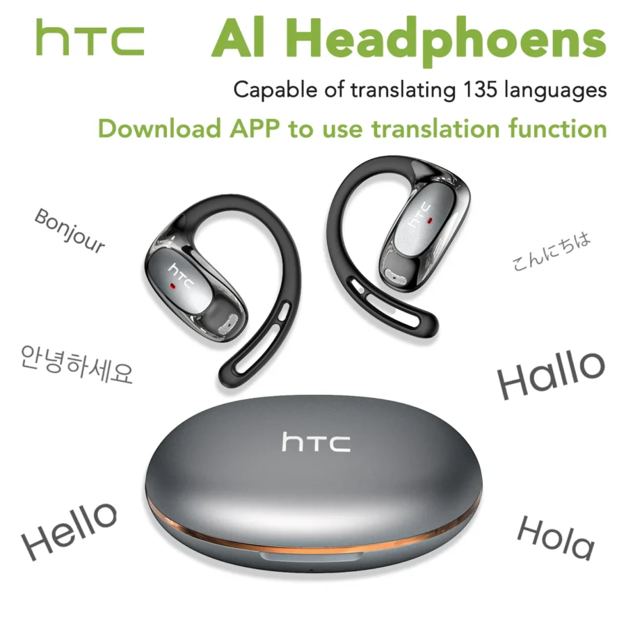HTC NE35 Bluetooth V6.0 AI Translation Earphones OWS Sport Headphone Comfortable Ultra-light Earhook Wireless Headphone with Mic - Image 3