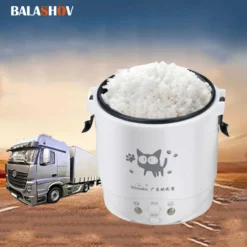 Portable Rice Cooker with Dual Power Options for Car and Home Use
