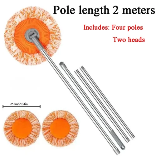 Household Dust Mop Floor Tile Ceiling Sweeping Wall Washing Mop Easy Cleaning Wet And Dry Use Strong Water Absorption