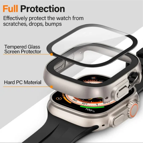 Alternative view of Cover For Apple Watch Ultra 3 Case 49mm Accessories PC Shockproof Bumper+Tempered Glass Screen Protector iwatch Series Ultra 2