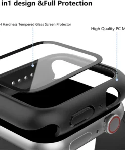Alternative view of Tempered Glass+Case For Apple Watch 38mm 40mm 41mm 42mm 44mm 45mm 46mm Screen Protector Protective Cover iWatch 10 8 7 9 6 SE 5