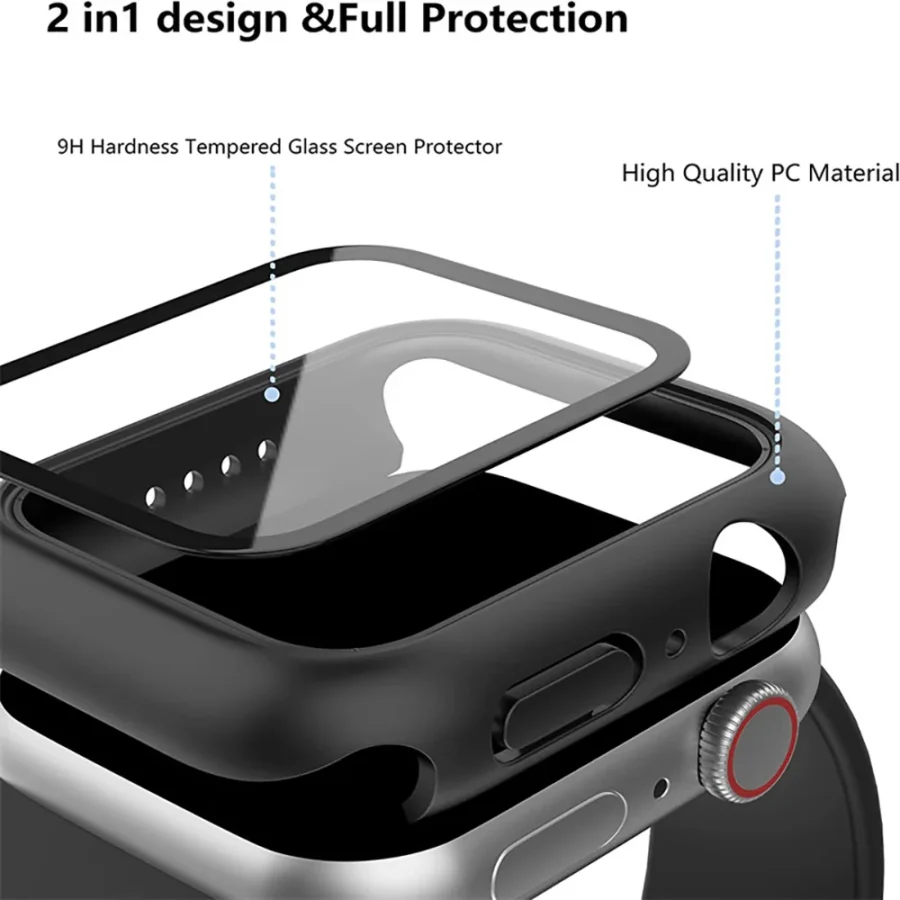 Tempered Glass+Case For Apple Watch 38mm 40mm 41mm 42mm 44mm 45mm 46mm Screen Protector Protective Cover iWatch 10 8 7 9 6 SE 5 - Image 2