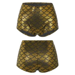 High Waist Booty Shorts with Shiny Mermaid Fish Scale Design for Women