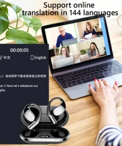 Alternative view of Bluetooth 5.4 Earphones AI Real Time Translation Headphones Support 144 Language Ear-hook Headsets HiFi Noise Reduction Earbuds