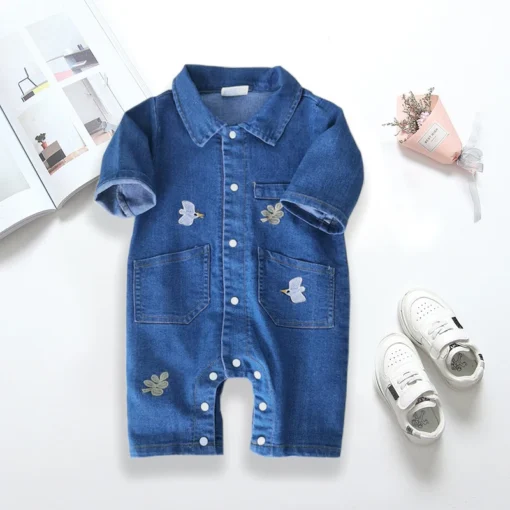 Baby Denim Jumpsuit One-Piece Soft Fabric for Infants 0-18 Months - Image 6