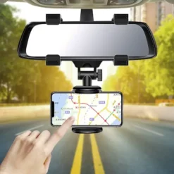 Car Phone Holder with Adjustable Clip for Rearview Mirror